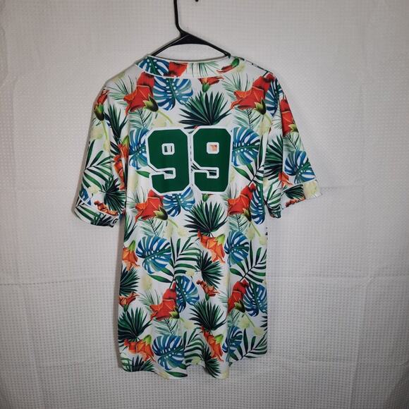 Rocawear XL Jersey Shirt #99 Tropical Button Down Y2K Hip Hop Streetwear Rare - Picture 2 of 6